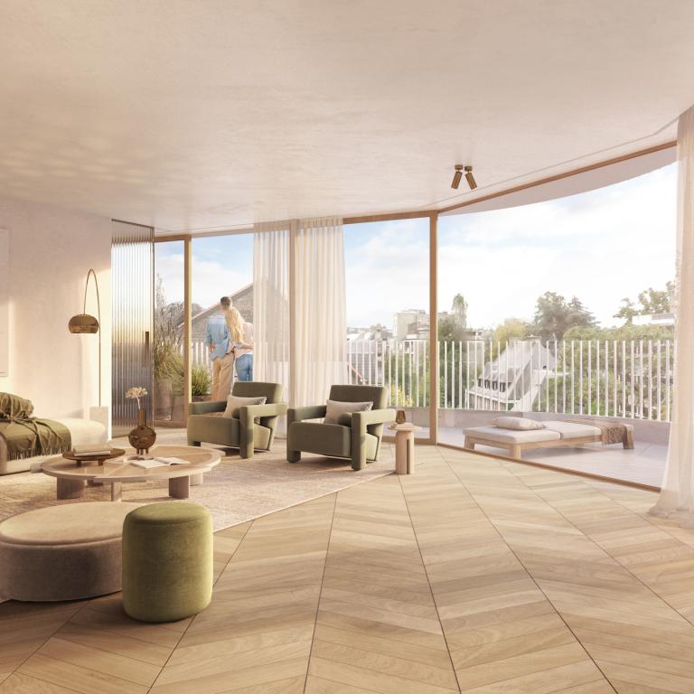 PArc Tenbosch/Châtelain appt neuf +- 121m², 2ch., terrasse
