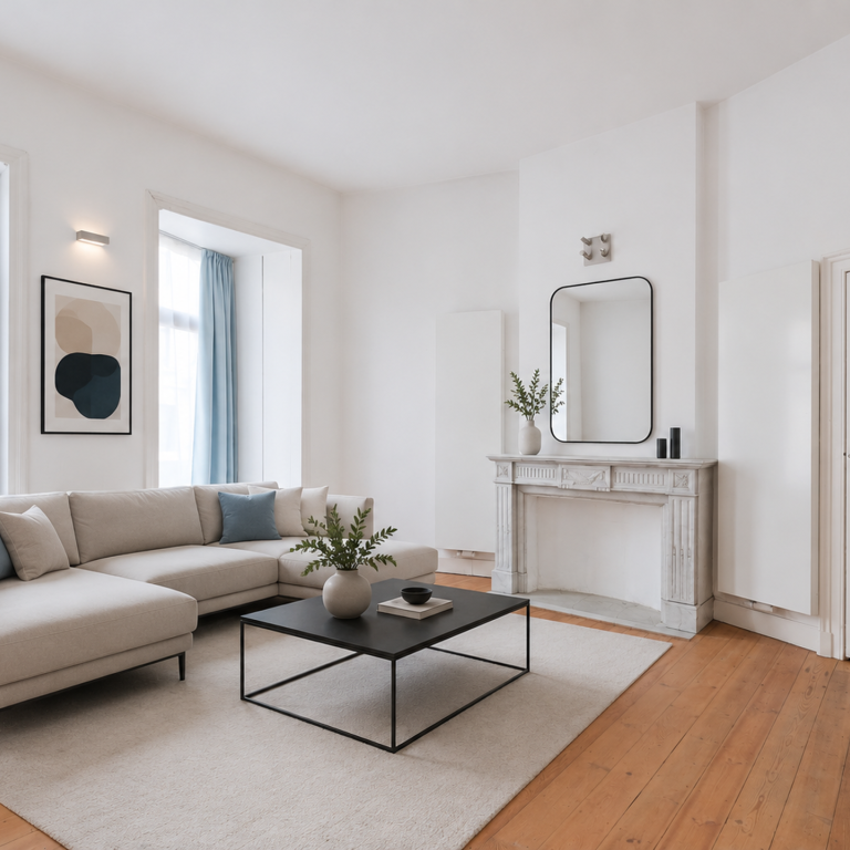 Sq. Marie-Louise: beau duplex + jardin, profession libérale