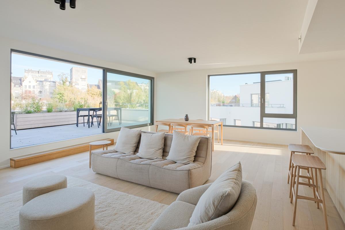 Penthouse 140m² 2 ch terr 30m² panoramique, TVA 6%, PEB A