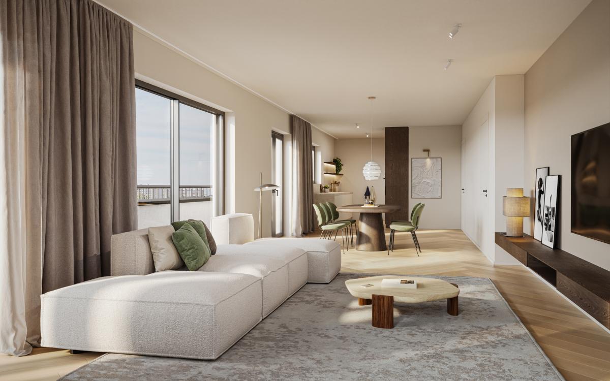 Magnifique appt. de +/- 70 m², 1 ch, avec terrasse de 8 m²