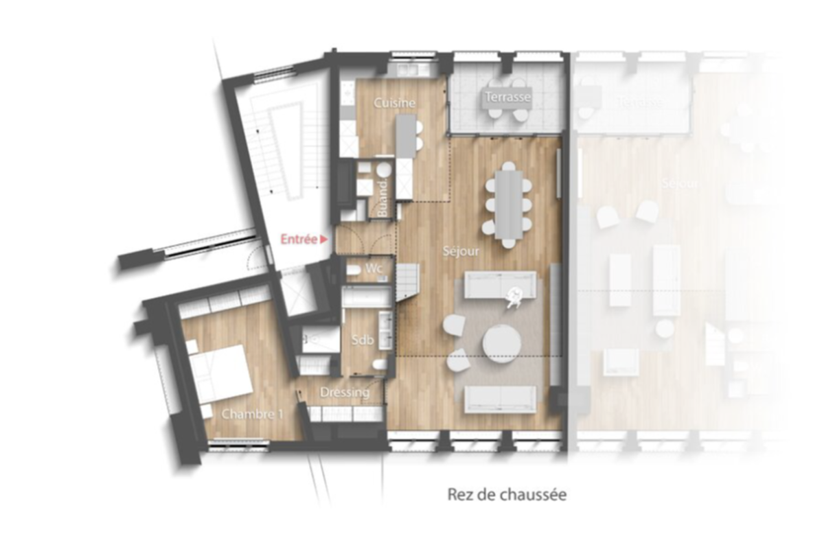 Molière: Superbe loft 223 m² - 4 chambres, terrasse, parking